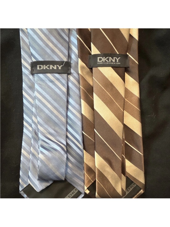 Dkny Other - DKNY Striped Silk Tie Set — Light Blue & Brown